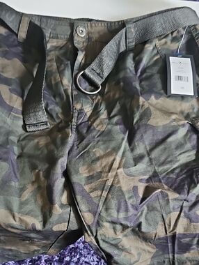 Camouflage Cargo Shorts with Web Belt - Men